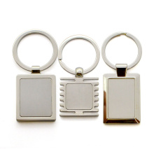High Quality Die Cast Custom Logo Keychain Blank Metal Rectangular Keychain With Double Ring